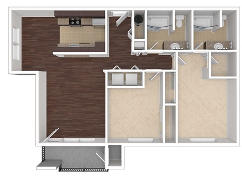 Masters Apartments Aloha Oregon  Two Bedroom Two bathroom floorplan